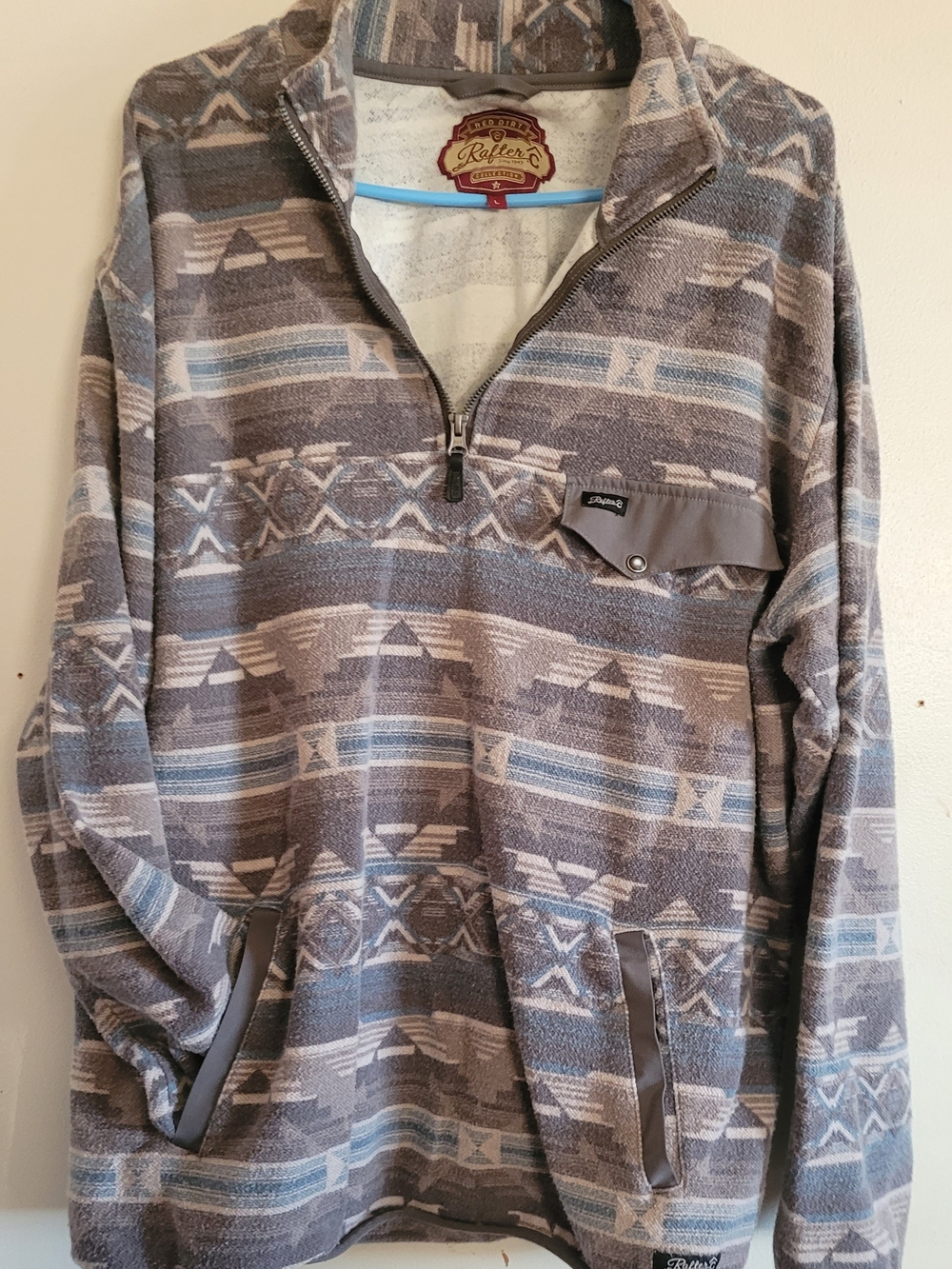 Rafter C Men’s Gray Patterned Quarter-Zip Pullover Sweater